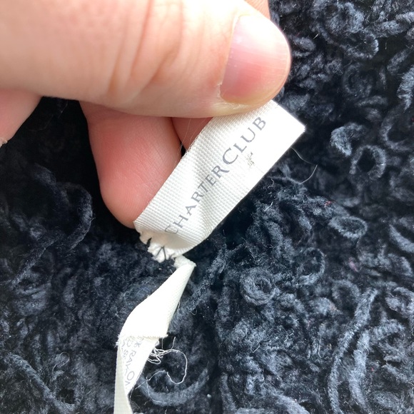 Charter Club Black Curly Yarn Beanie Hat - Picture 5 of 7